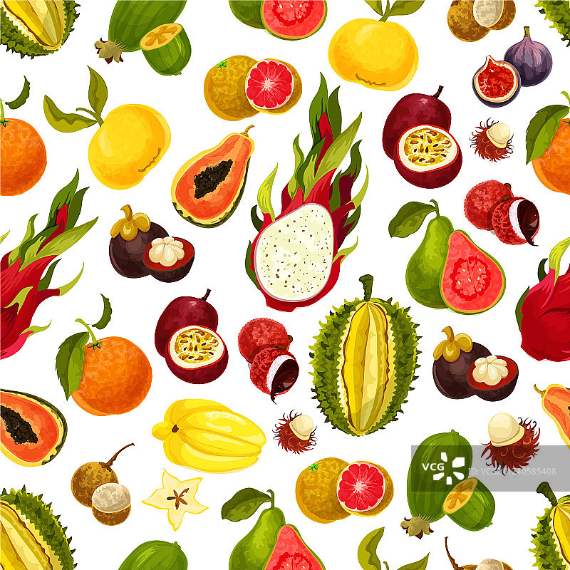 异国情调热带水果无缝图案图片素材