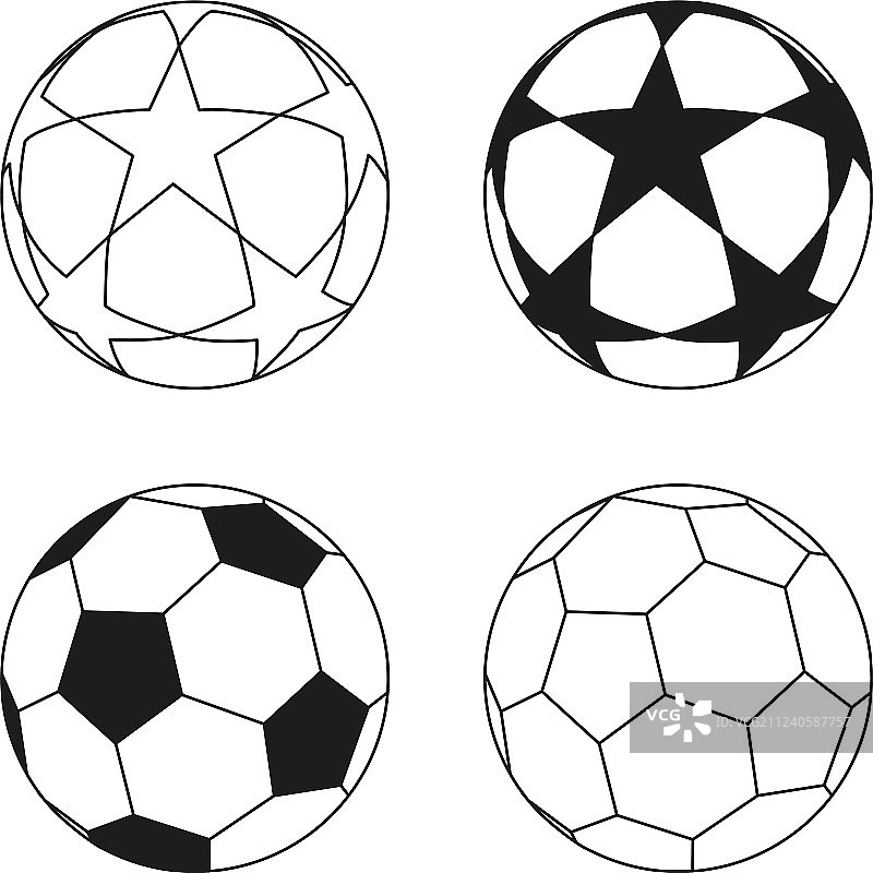 黑白足球明星组合扁平设计图片素材
