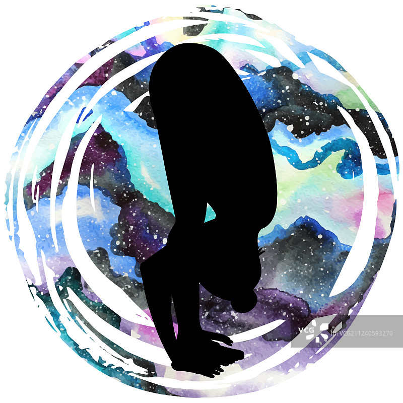 女士站立前屈瑜伽剪影图片素材