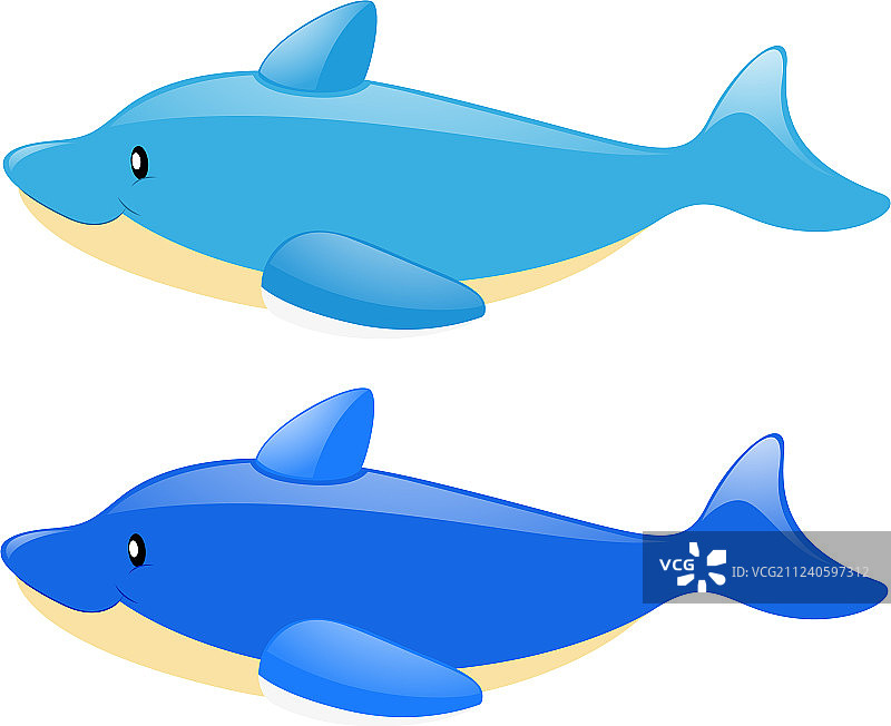 白色背景上的两只蓝色海豚图片素材