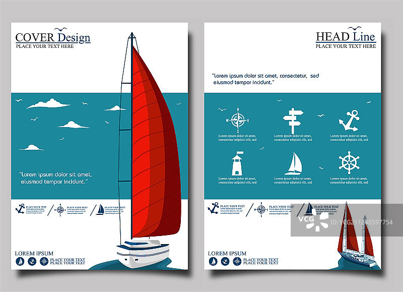 帆船游艇俱乐部宣传单设计图片素材