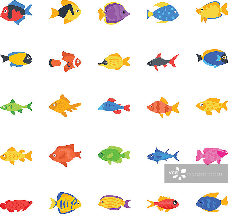 鱼类扁平图标图片素材