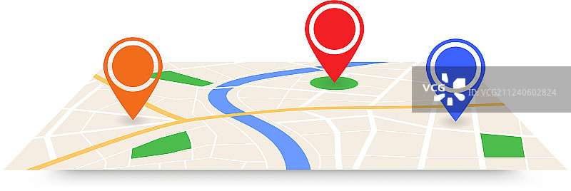 带指针的抽象城市地图图片素材