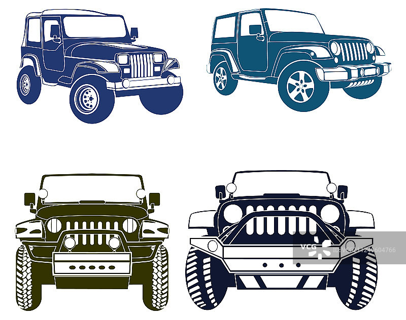 四个吉普车轮廓图片素材