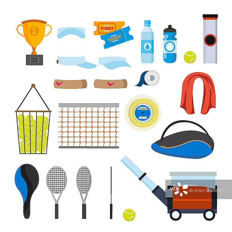 网球图标和网球配件图片素材