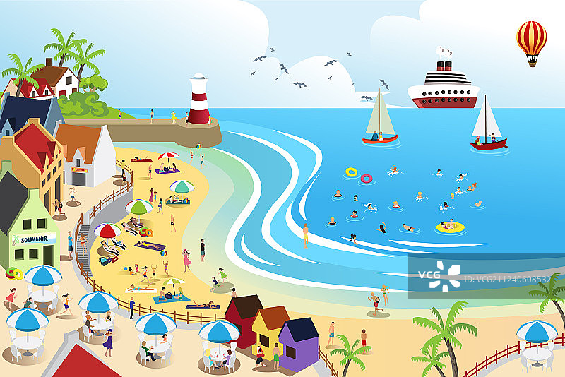 海滩城镇图片素材