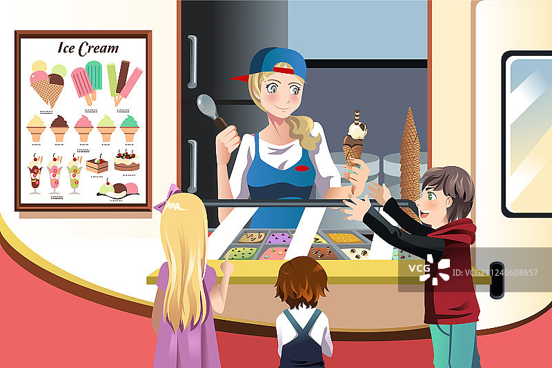 孩子们买冰淇淋图片素材