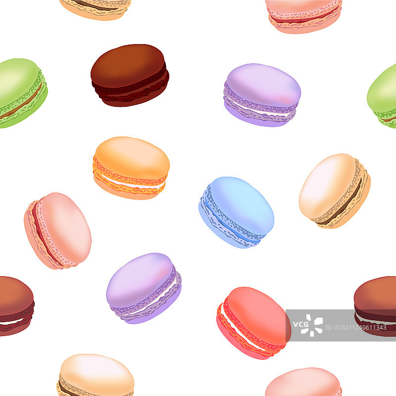 彩色马卡龙饼干的无缝图案图片素材