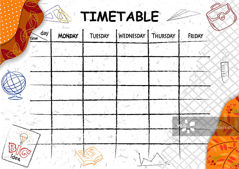 手绘学校时间表背景图片素材