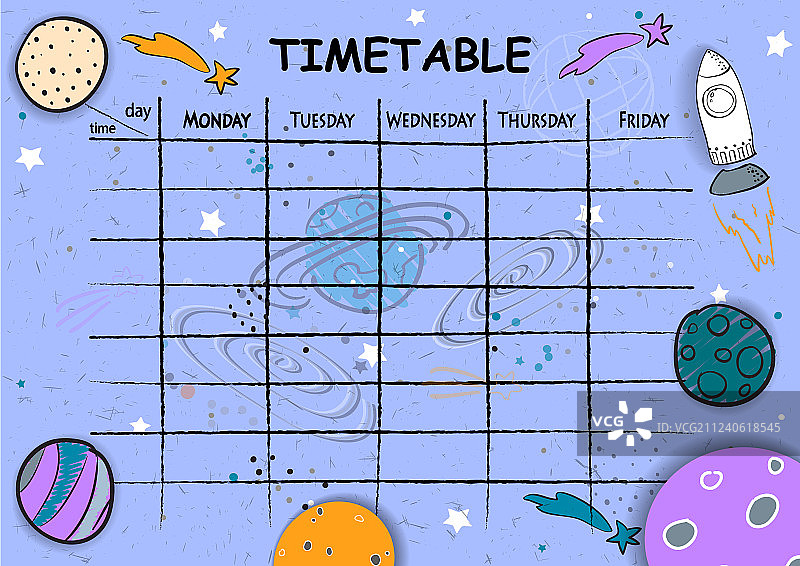 手绘空间的学校时间表背景图片素材
