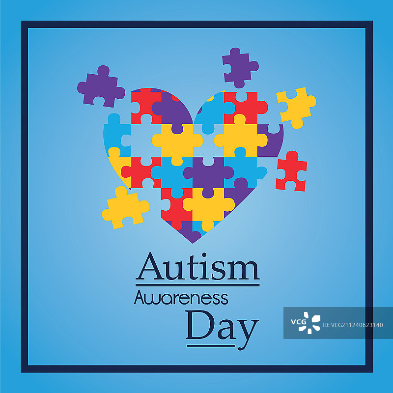 世界自闭症日彩色拼图心形图片素材