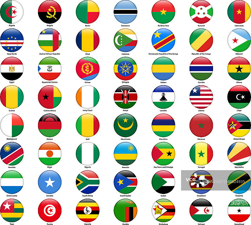 所有非洲国家旗帜光面合集图片素材