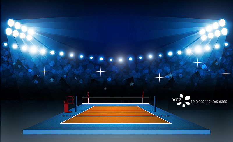 明亮体育场内的排球场图片素材