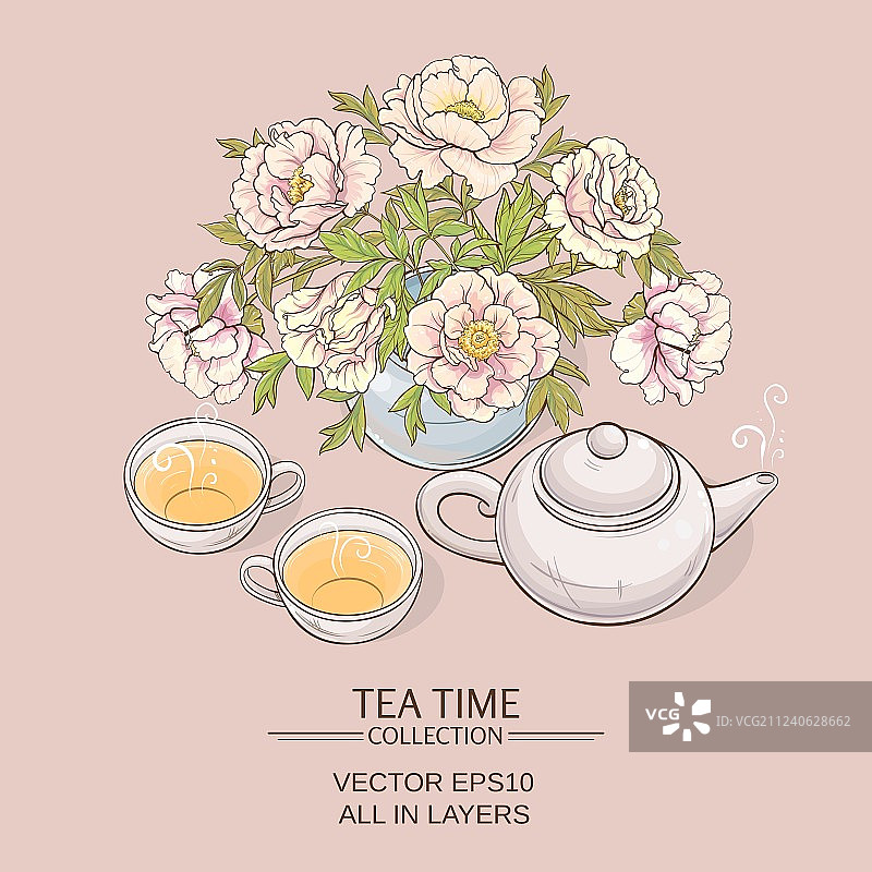 茶壶、茶杯和糖罐图片素材