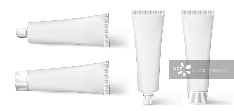 逼真化妆品白色乳霜管套装图片素材