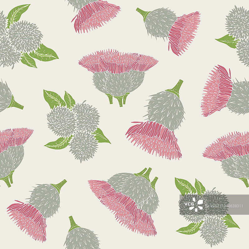 植物无缝图案与带刺的牛蒡图片素材
