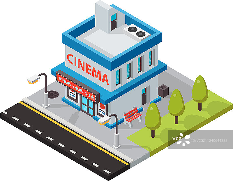 2.5D电影院建筑图片素材
