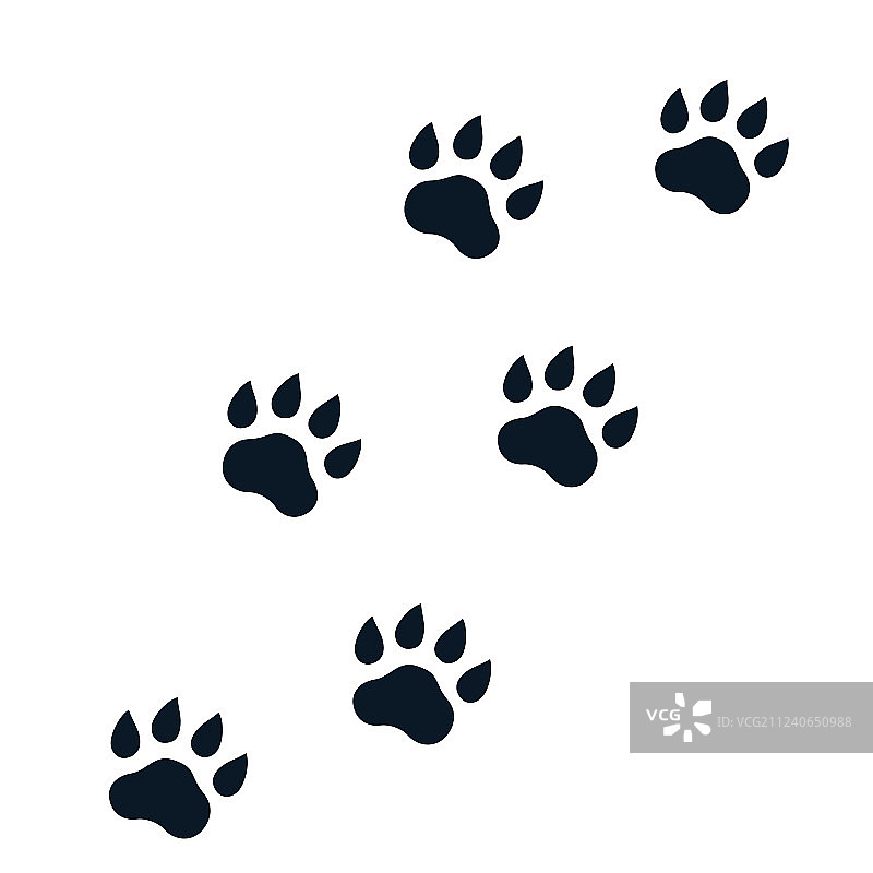 白色背景上的爪印图片素材