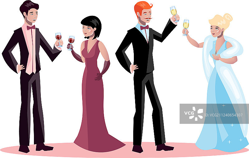 穿着晚礼服的男人和女人图片素材