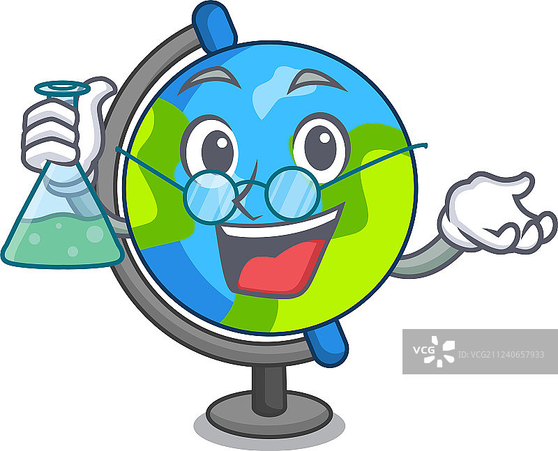 卡通地球仪教授图片素材