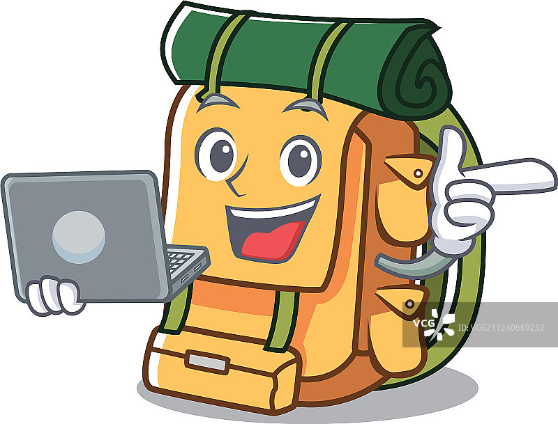 卡通笔记本电脑背包角色图片素材