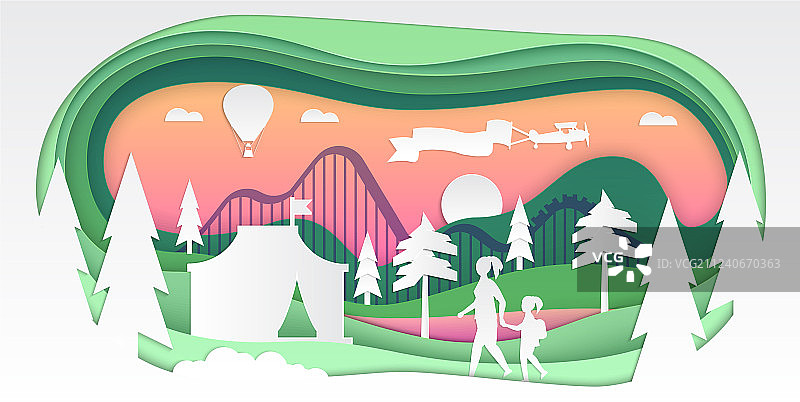 游乐园剪纸图片素材