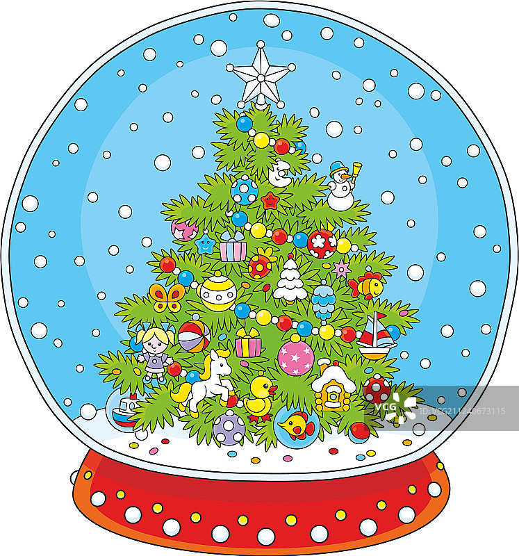 带有圣诞树的水晶球图片素材