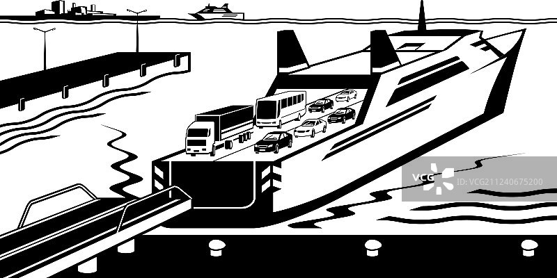 停靠在港口的渡轮图片素材