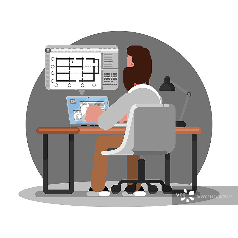 男建筑师在笔记本电脑上制定计划图片素材