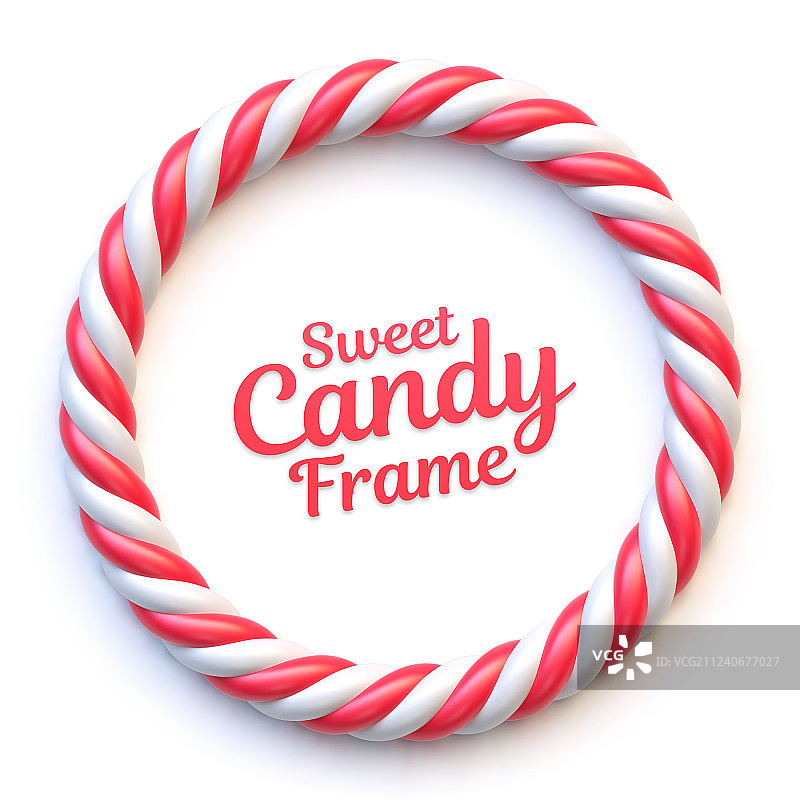 白色背景上的糖果手杖圆形框架图片素材