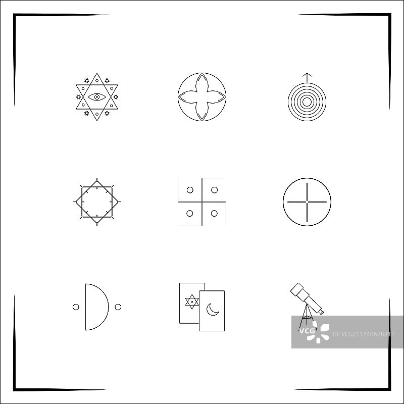 占星术线性图标集图片素材