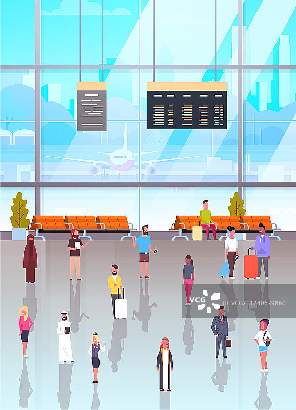 机场内部：乘客走向...图片素材