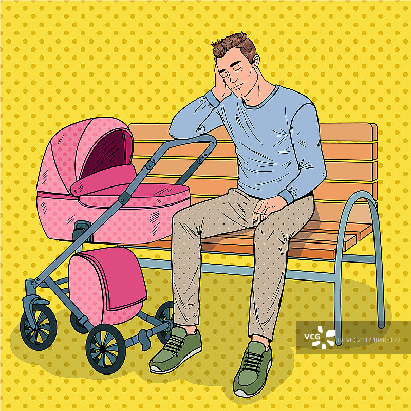 波普艺术：失眠的父亲和婴儿车图片素材