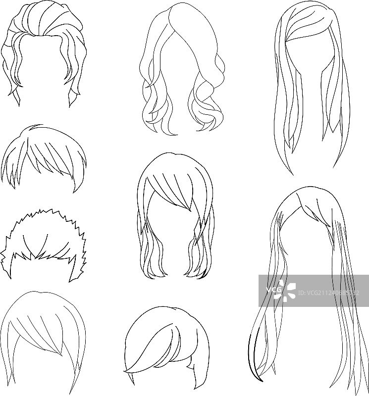 男女发型线条图片素材