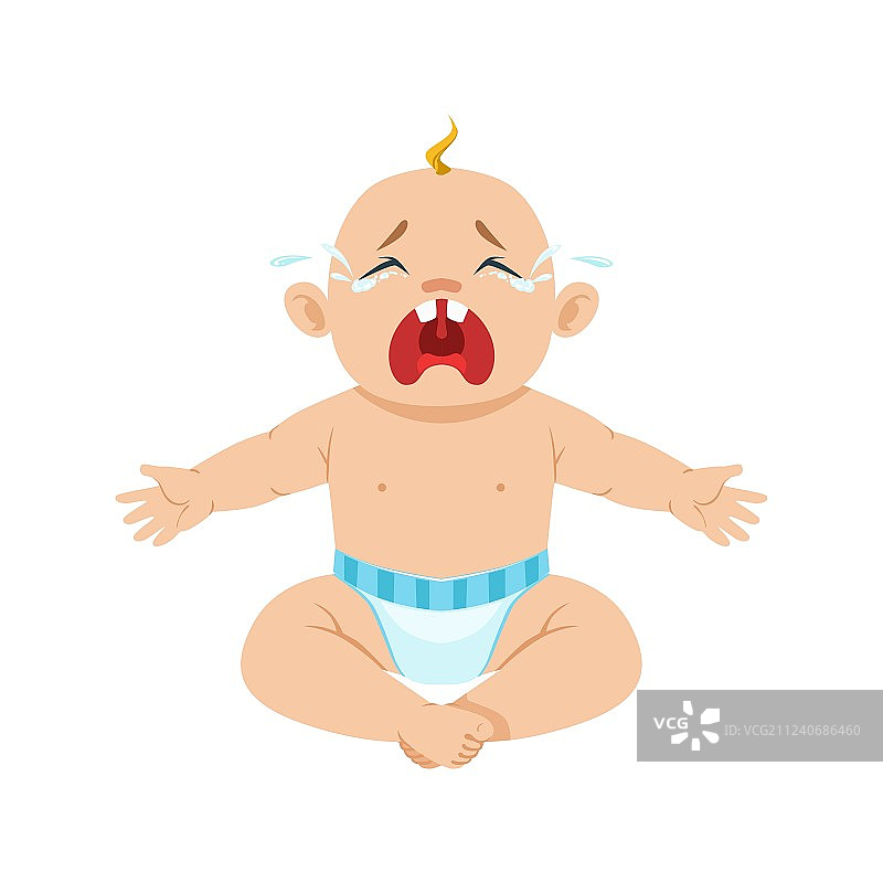 哭泣的尿布小男婴图片素材