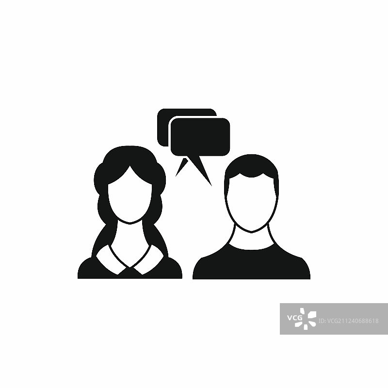 带有两个人脸图标的简约风格对话气泡图片素材