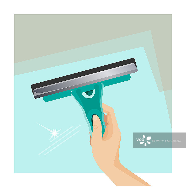 清洁窗户的工具，玻璃刮刀和清洁剂图片素材