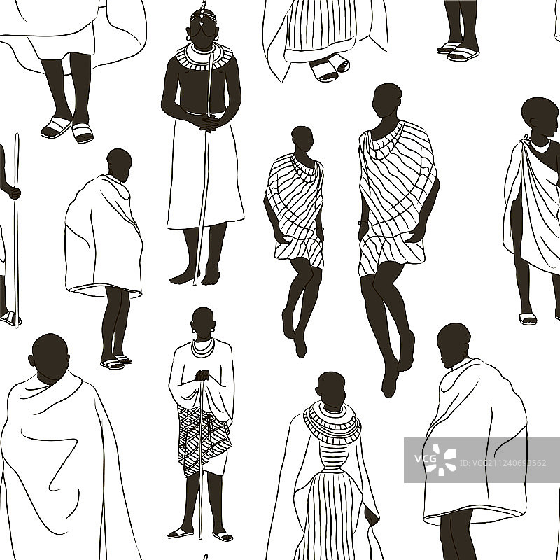 马赛夫妇非洲人图案图片素材