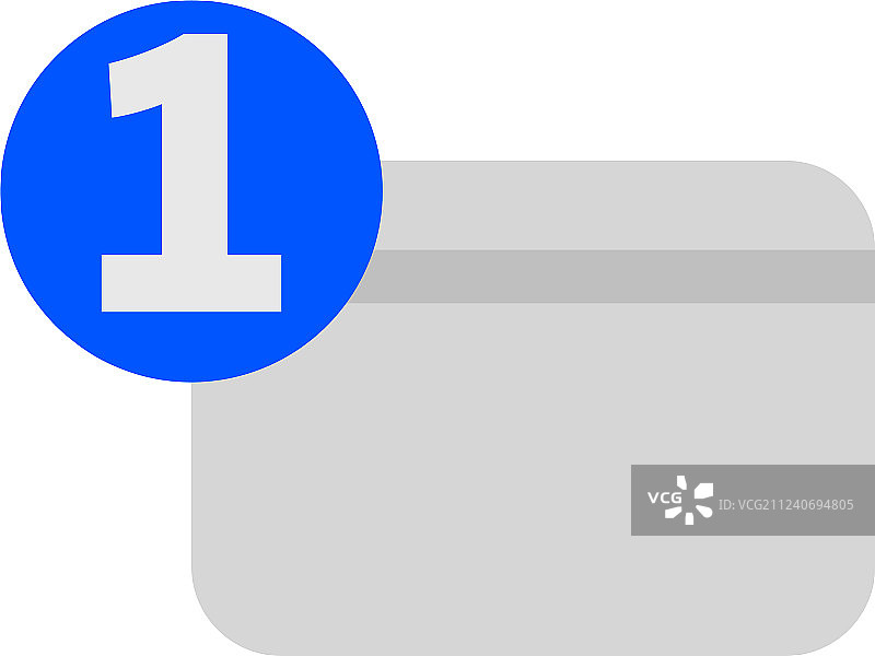一张带数字的信用卡扁平风格图标图片素材