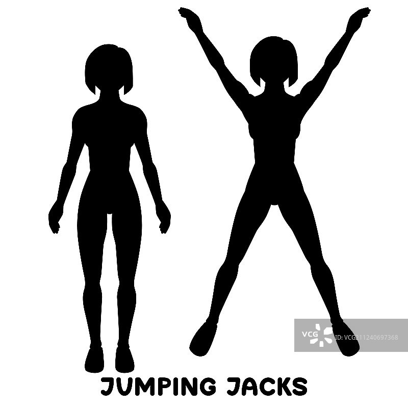 女性开合跳运动剪影图片素材