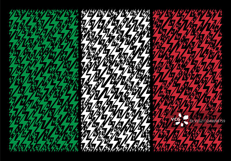 意大利国旗与闪电元素马赛克图片素材