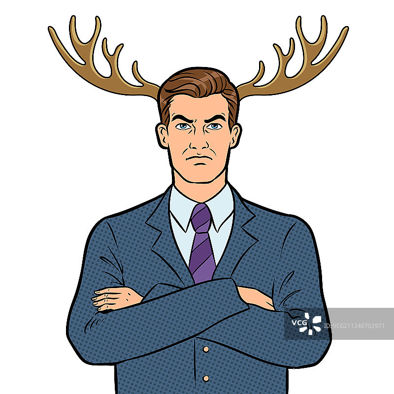 长着鹿角的波普艺术商人图片素材