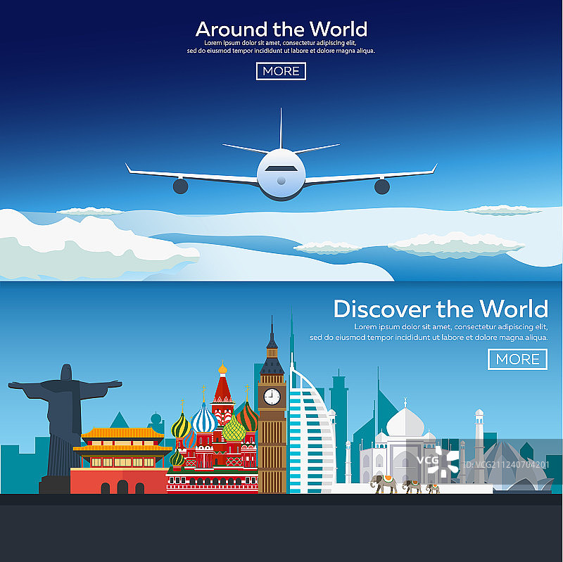 旅行主题扁平风格Web banner图片素材