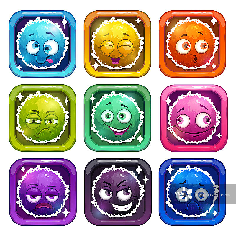 有趣的卡通彩色蓬松角色图片素材