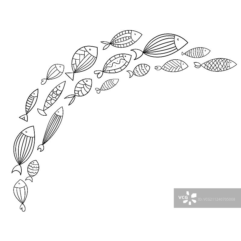 程式化的鱼群图片素材