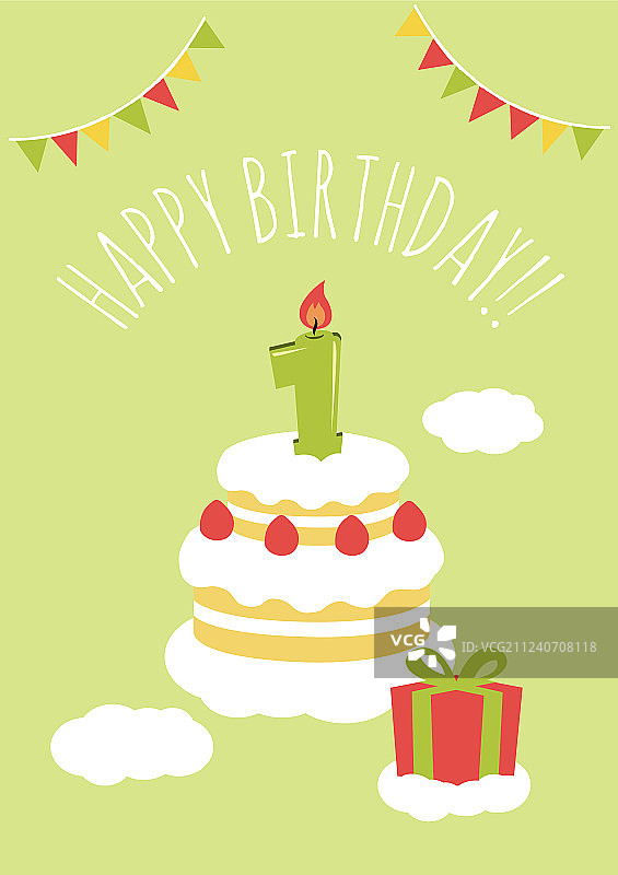 1岁生日贺卡图片素材