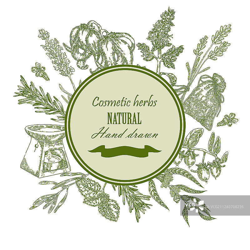 手绘化妆品草本植物banner图片素材