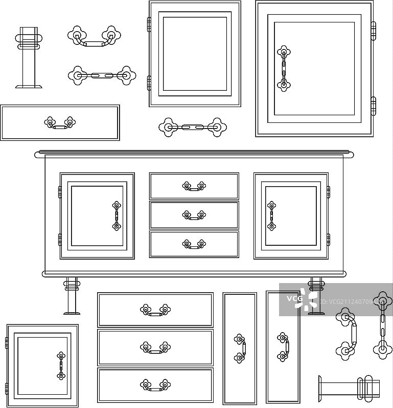 扁平风格餐具柜设计图片素材