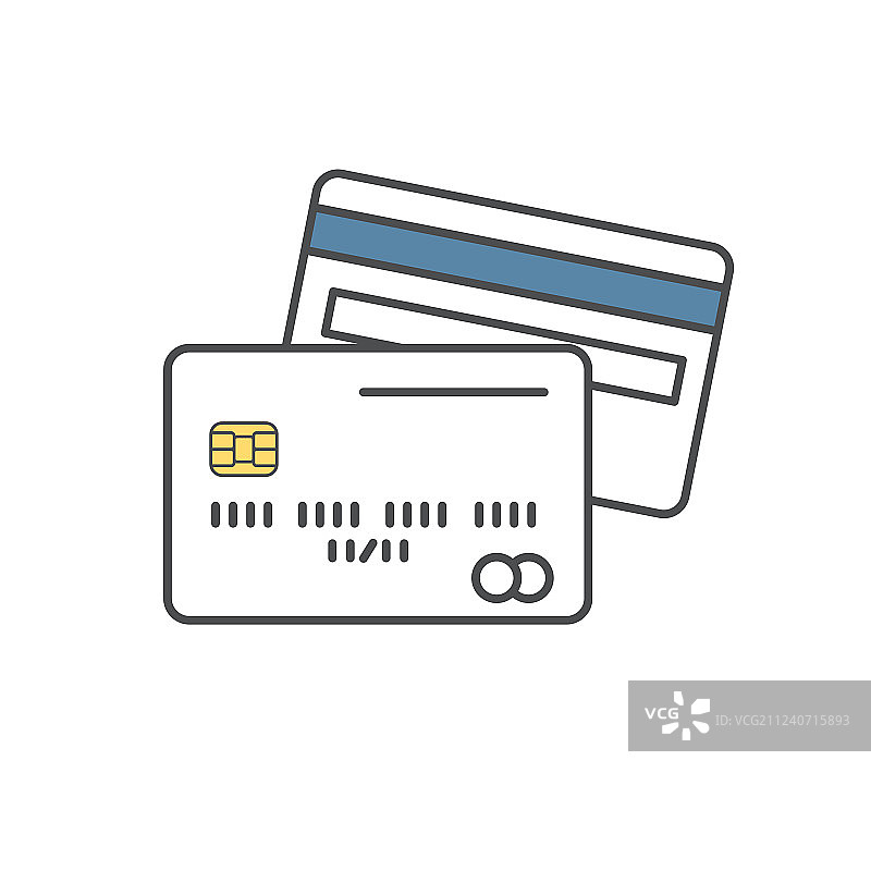 白色背景上的信用卡单线图标图片素材