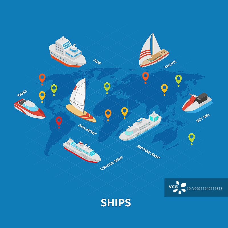 2.5D船舶等距信息图图片素材